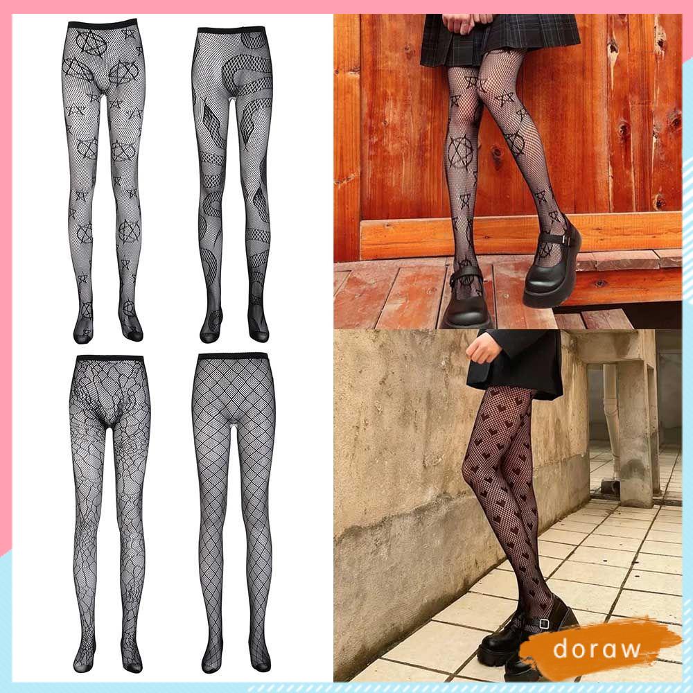 Quần tất lưới màu đen phong cách punk gothic dành cho nữ