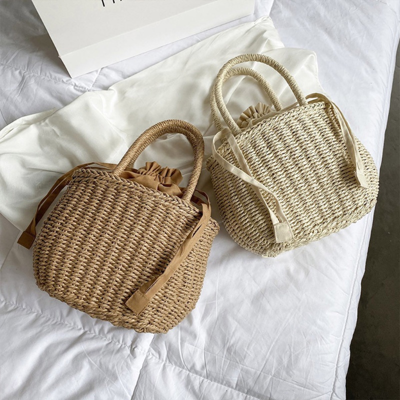 Túi Xách Đan Rơm Màu Sắc Vintage Cho Nữ