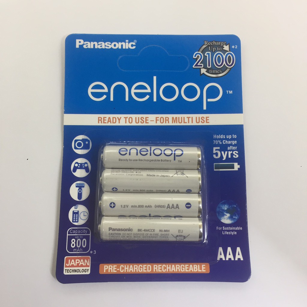 Vỉ 4 pin AAA ( pin đũa sạc ) eneloop 800mAh BK -4MCCE