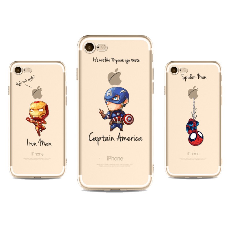 Ốp lưng điện thoại nhựa dẻo iPhone 5 5s SE 6 6Plus 6s 6sPlus 7 7Plus 8 8Plus X hình biệt đội siêu anh hùng Avengers