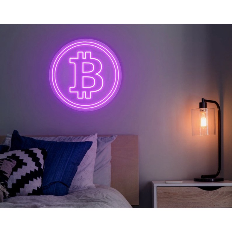 Đèn led neon hình Bitcoin 30cm x 30cm