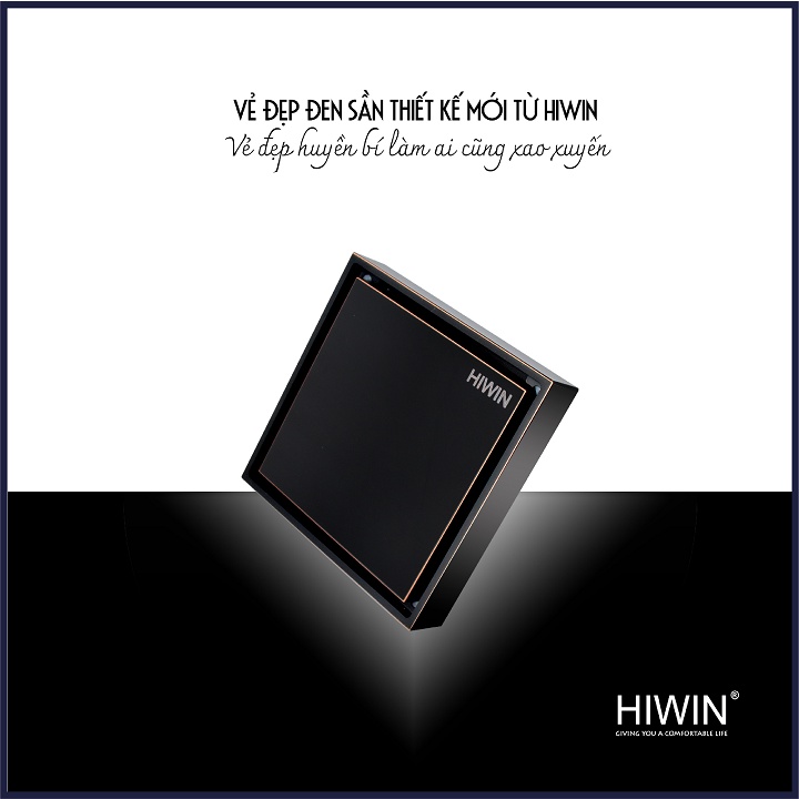Phễu thoát sàn lát gạch ngăn mùi hôi đồng mạ đen kích thước 100x100mm HIWIN FD-1901B