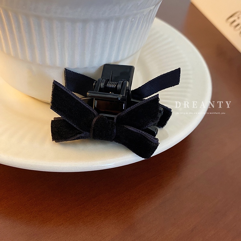 1 Kẹp Tóc Nơ Nhỏ Bằng Nhung Màu Đen Thời Trang Hàn Quốc
