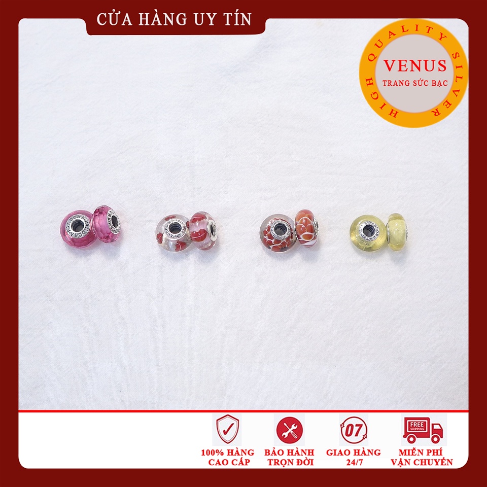 [Charm bạc 925 cao cấp] Charm glass hồng đậm- Mã sản phẩm VENUSG13