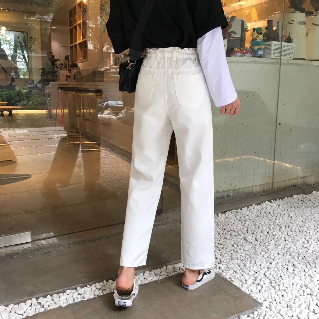 [SẴN] Quần Jeans ống rộng nữ lưng cao Ulzzang Quảng Châu QDJ54