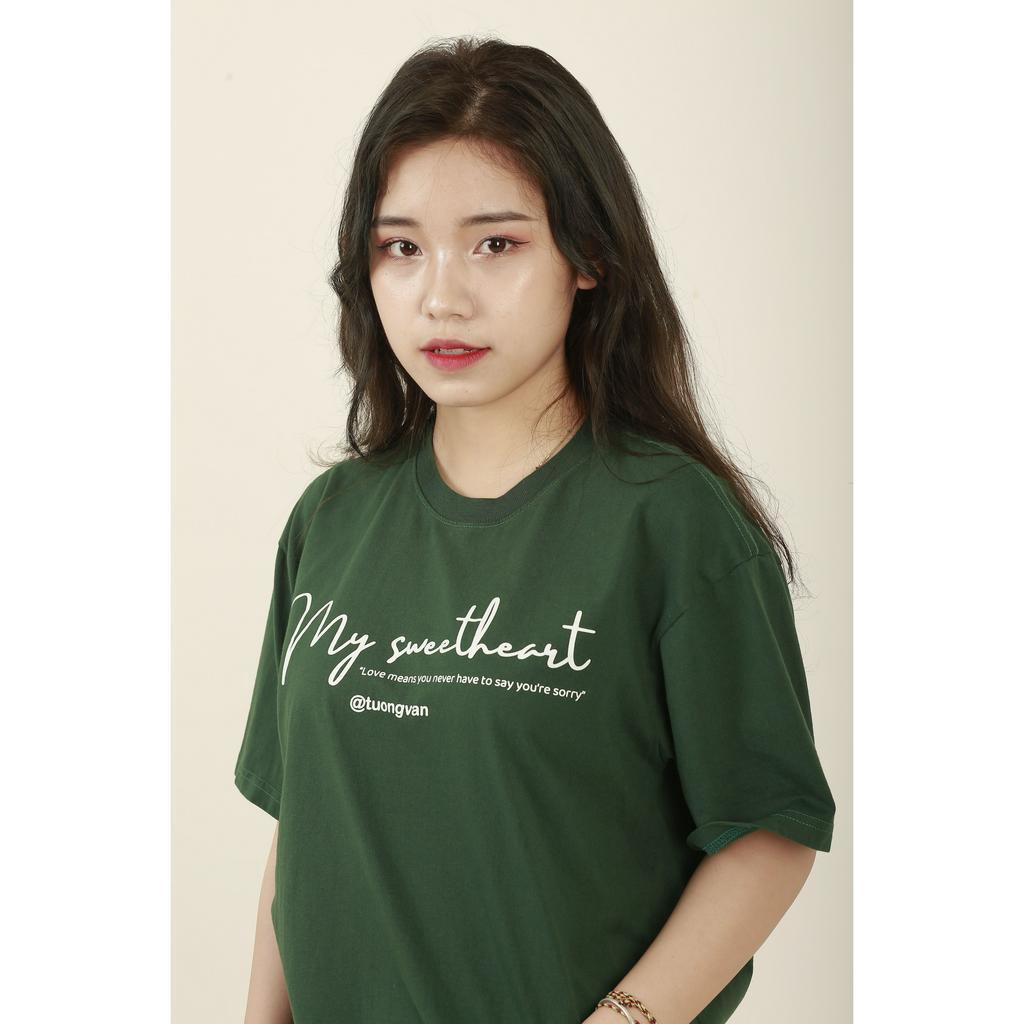 Áo Thun oversize IN TÊN MY SWEETHEART phông unisex vải COTTON giữ form, chống nhăn, áo đôi basic - LILA
