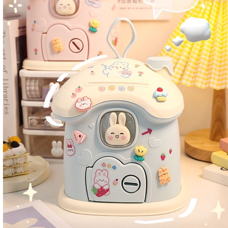 Hộp Tiết Kiệm Nhà Nấm Màu Pastel Dễ Thương - Heo Đất