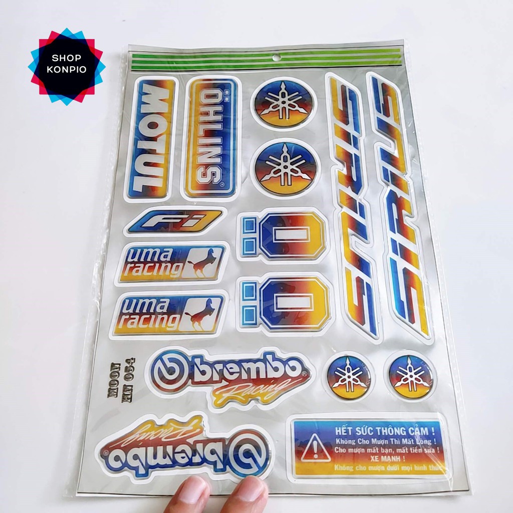 Bộ Tem Crom Dán Xe Sirius Dập Nổi Cao Cấp Chống Thấm Nước, Chống Bay Màu ( Sticker )