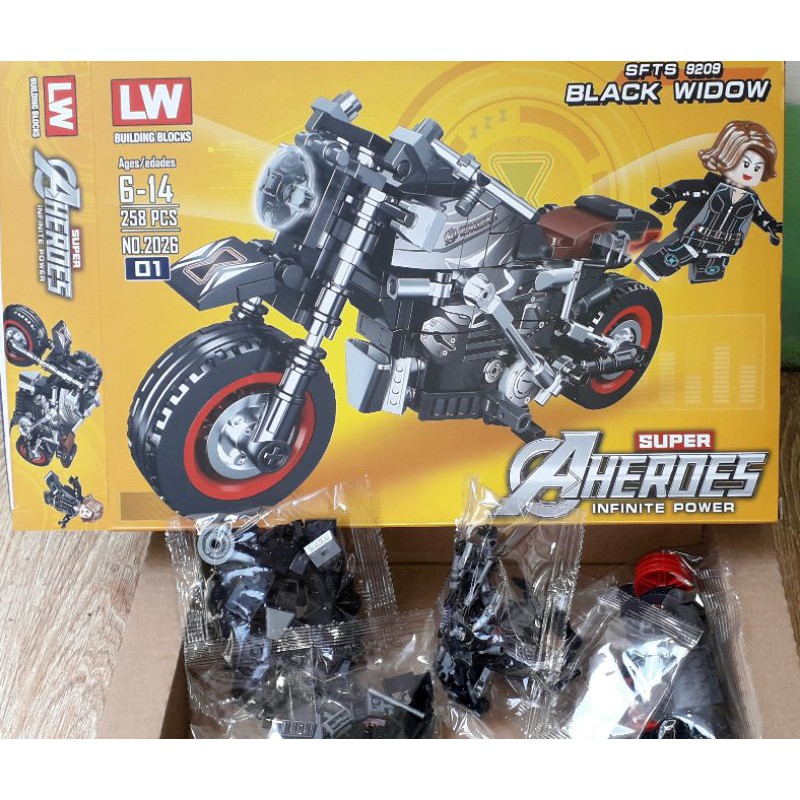 Lắp ráp 1 hộp Xe đua cực đẹp Lego-Xe môtô Bruce Green 887 hoặc FSTS 9209 có 260 chi tiết bằng nhựa rất đẹp