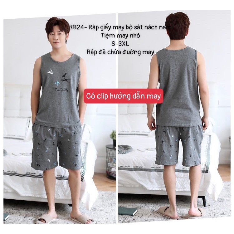 RB24_ Rập giấy may bộ ba lỗ nam