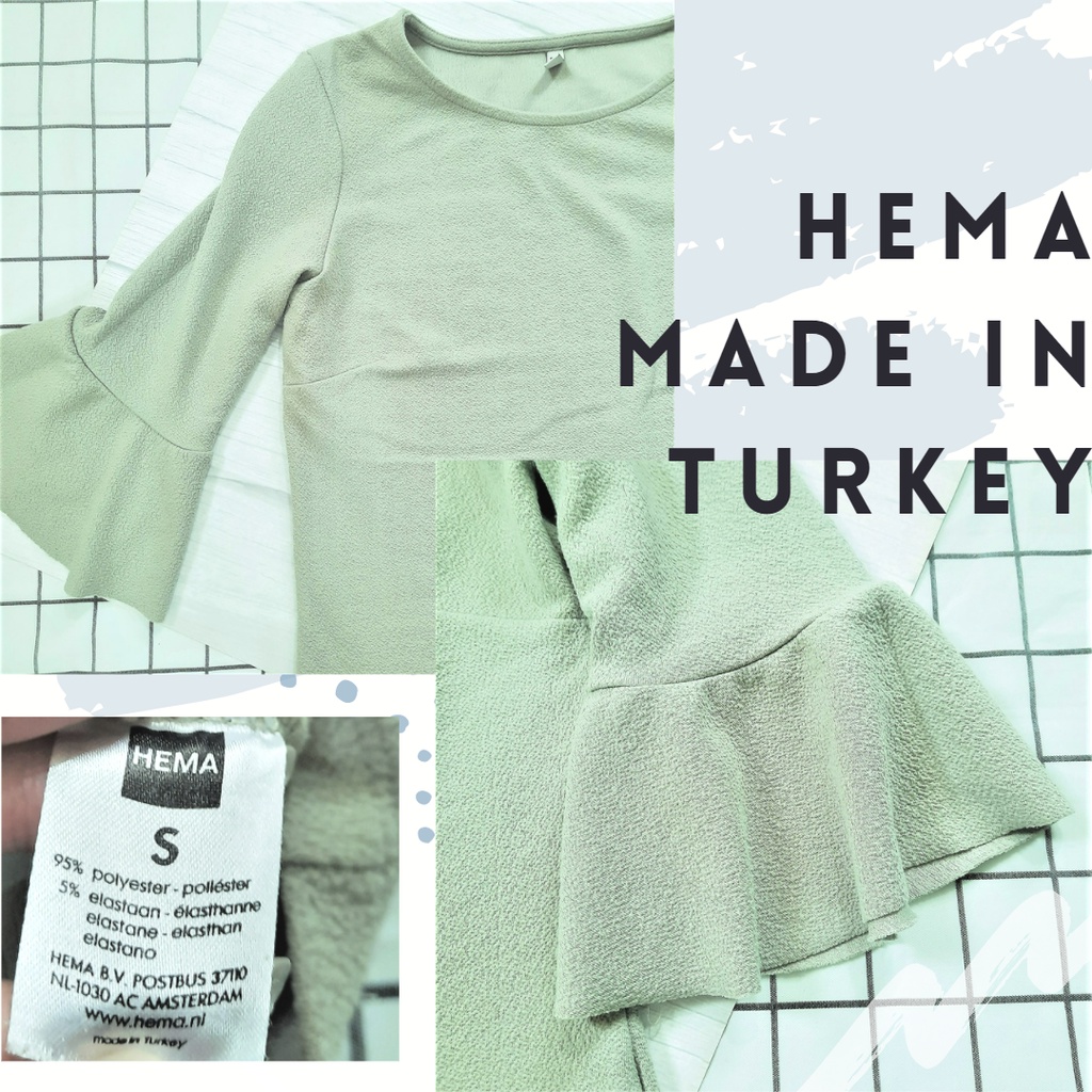 Áo kiểu tay loe hiệu Hema Pháp xanh matcha - Thanh lý áo kiểu trang nhã màu cốm - Pass áo tiểu thư thiết kế-Cốm2A