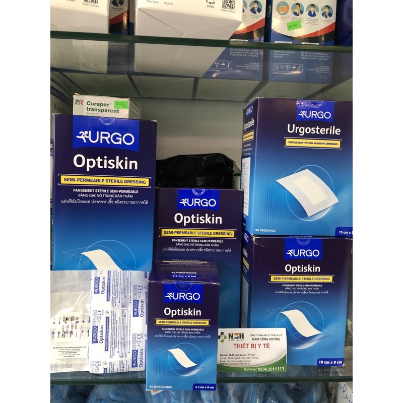 BĂNG KEO DÁN Y TẾ CÓ KÈM GẠC VÔ TRÙNG CHỐNG KHÔNG THẤM NƯỚC URGO OPTISKIN HÀNG THÁI LAN Kích thước 53mm x 80mm