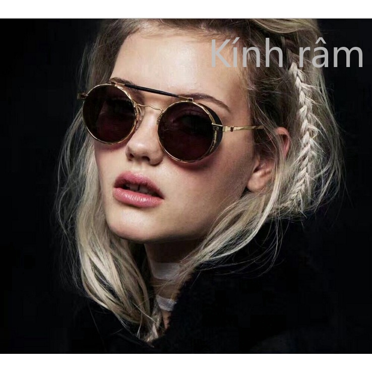 Kính râm tròn gọng kim loại thời trang cho nam và nữ