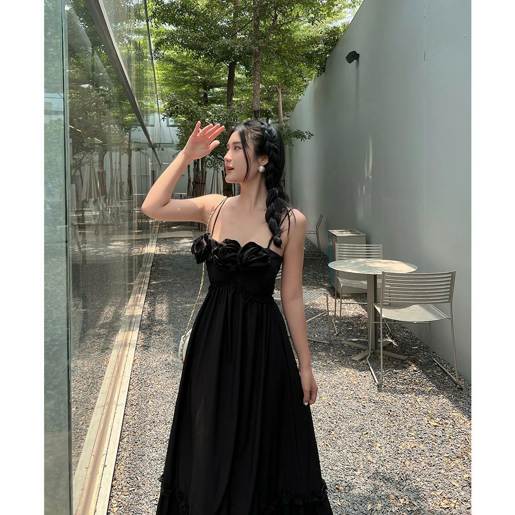 BBSTORE'S Đầm Maxi Hai Dây Đi Biển Nhún Bèo Kết Hoa Trước Ngực -D1903