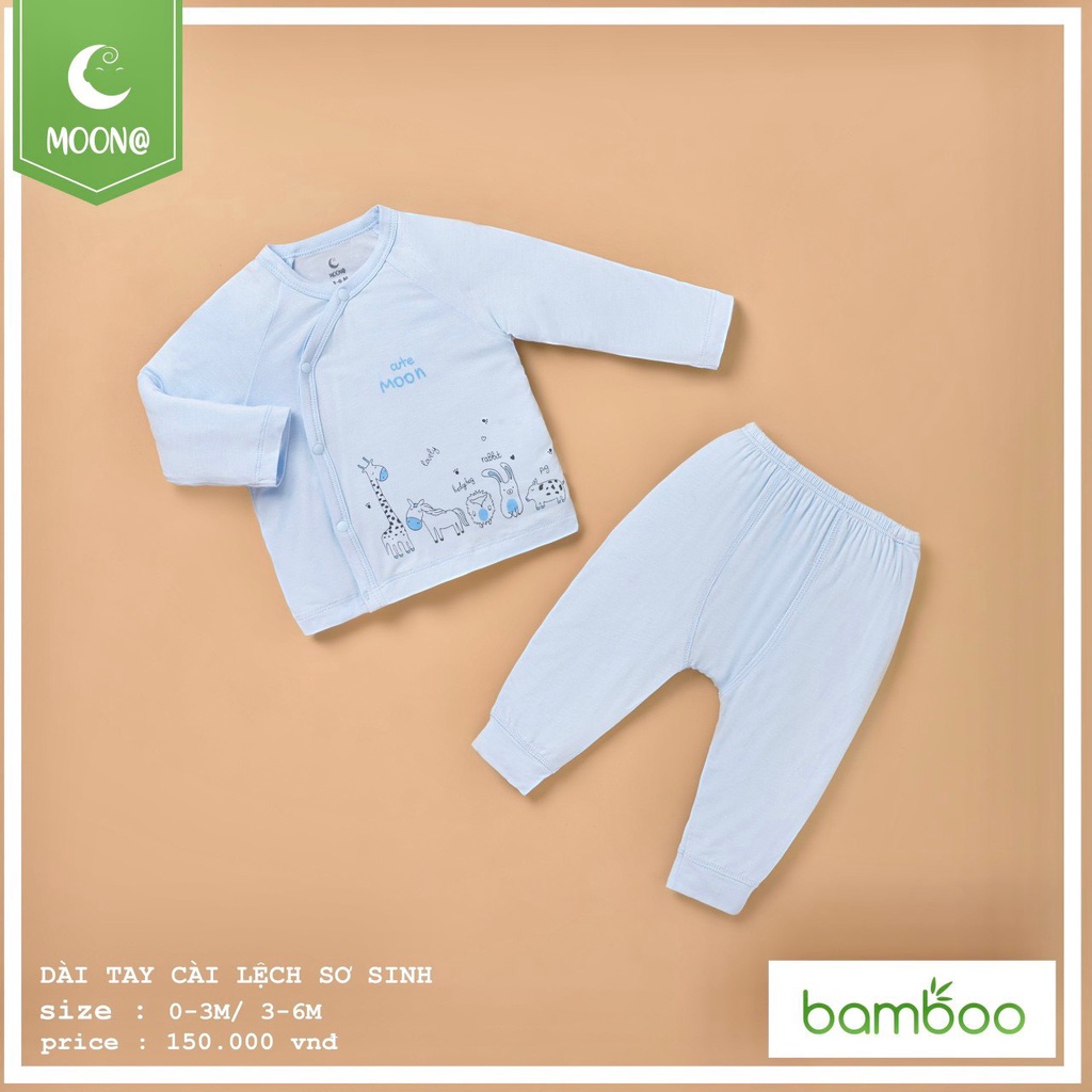 [CHÍNH HÃNG] Bộ dài tay cài lệch họa tiết trẻ em đáng yêu ngộ nghĩnh Moon