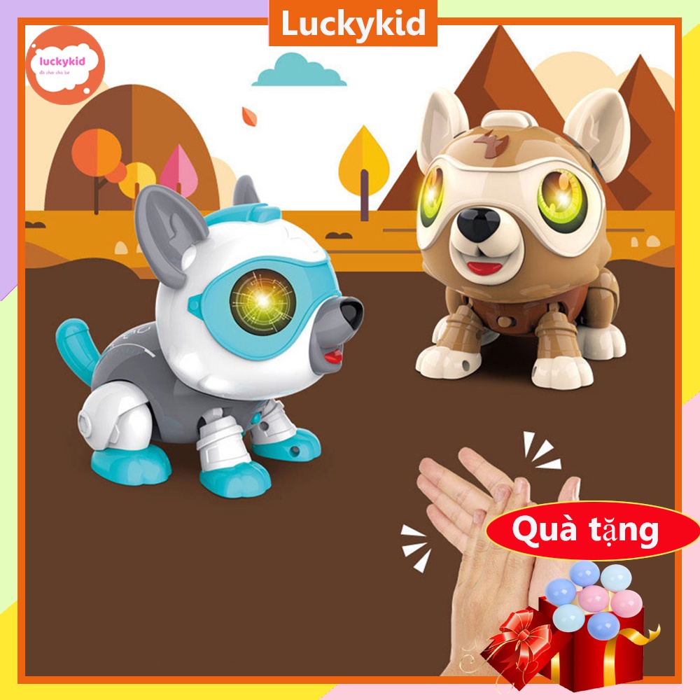 Đồ chơi thông minh cho bé Luckykid Đồ chơi robot lắp ráp lắp ghép thông minh cho bé chú chó cảm biến âm thanh ánh sáng