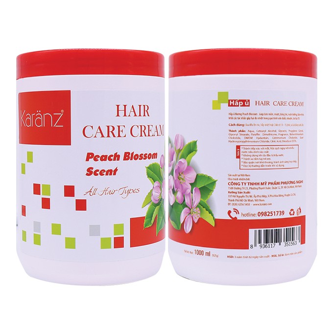 Hấp dầu  mềm mượt, phục hồi khô xơ, hư tổn Hương Hoa Anh Đào Karanz Hair Care Cream Peach Blossom 1000ml