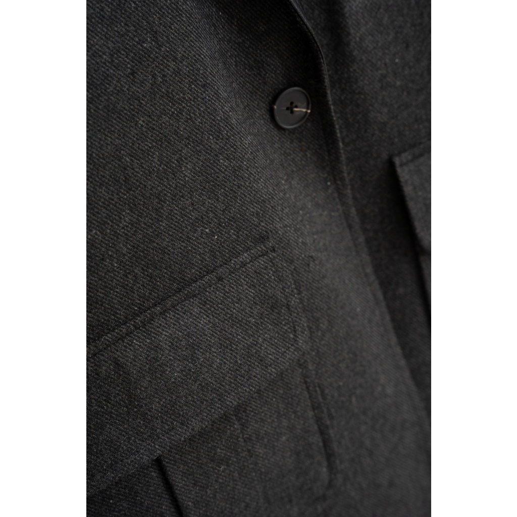 Áo khoác dạ nữ MADELEN mix da màu xám đen dáng rộng freesize | BigBuy360 - bigbuy360.vn