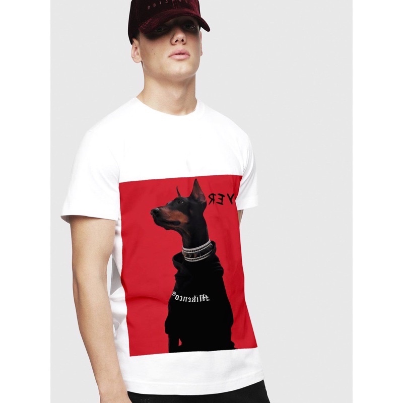 Áo thun tay lỡ chó Player tay lỡ BIGOMALL- Áo thun áo phông nam nữ unisex freesize form rộng 65kg