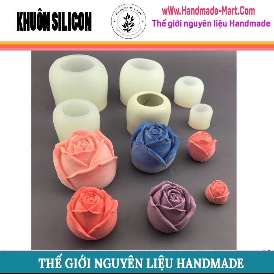 Khuôn silicon hoa hồng 4D đủ kích thước dùng làm bánh hay tạo hình đẹp chuẩn DIY - HM056