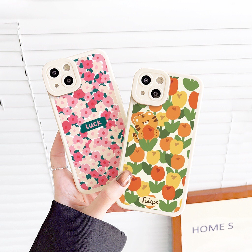 Ốp lưng iphone Lucky Tulip cạnh vuông 7/7plus/8/8plus/x/xr/xs/11/12/13/pro/max/plus/promax - Tomax shop