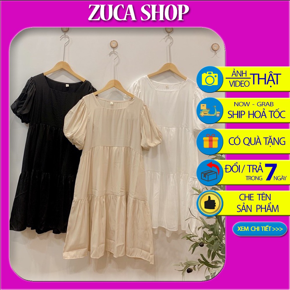 Đầm babydoll bồng bềnh đũi siêu xinh - váy babydoll 3 tầng cổ tròn Zuca Shop | BigBuy360 - bigbuy360.vn