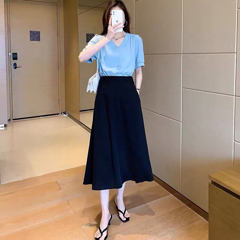 IELGY Áo Sơ Mi Tay Ngắn Cổ Chữ V Dáng Rộng Phong Cách Hàn Quốc Thời Trang Mùa Hè Mới Cho Nữ