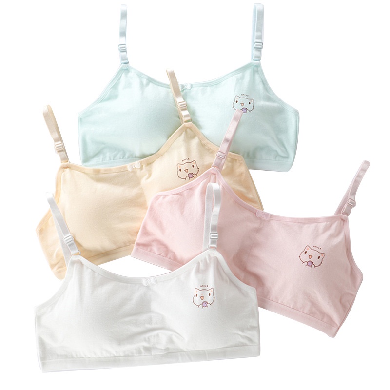 Áo lót cotton dây mảnh chống lộ màu trơn có thể điều chỉnh kích thước cho bé gái 9-16 tuổi
