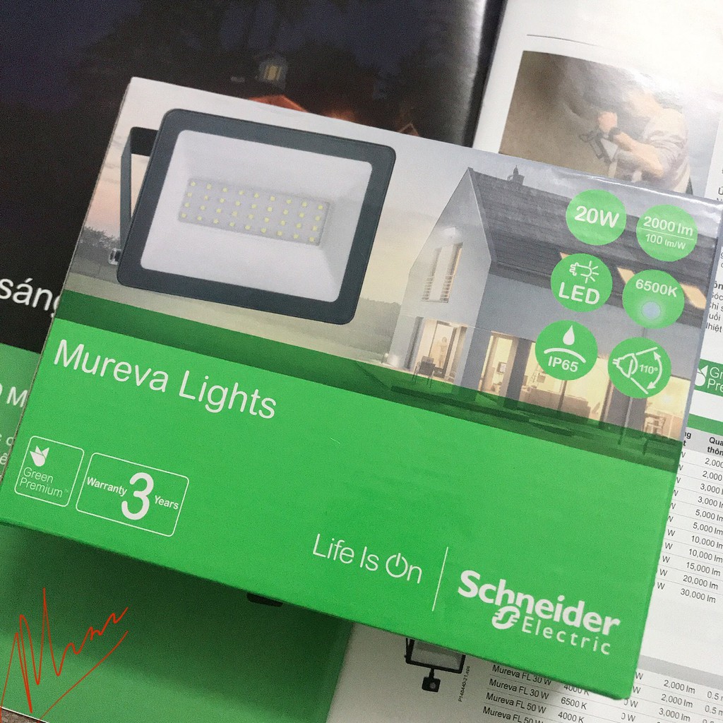 Đèn pha Led Mureva FL công suất 20w 30w 50w |thương hiệu Schneider - Pháp chính hãng|