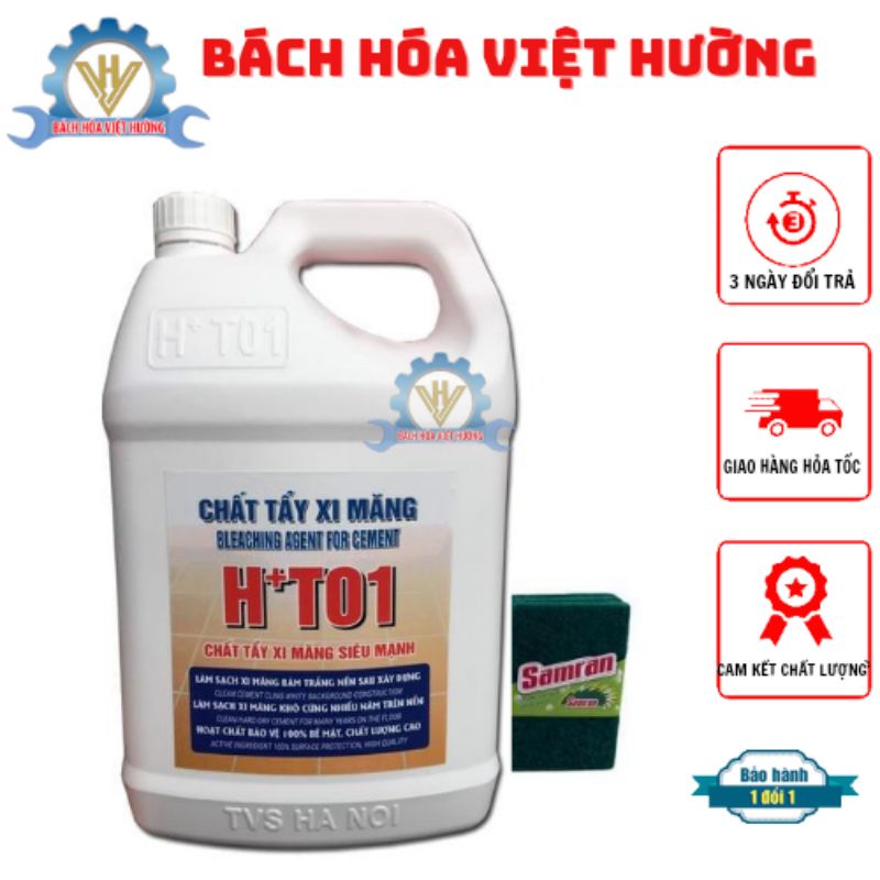 Hóa chất tẩy xi măng nước rửa dung dịch trên nền gạch ht01 dung tích 1,8lít và 5 lít, chất tẩy gạch ron cực mạnh l