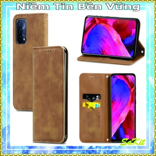 Bao da may viền ví để tền, điện thoại oppo a15, a15s, a16, a16k ( Hit nam châm).