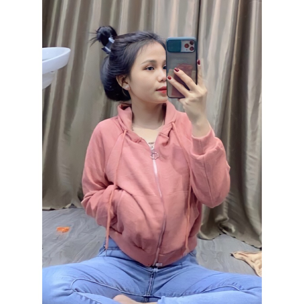Áo khoác thun trơn - Gân nhỏ phối dây trẻ trung, nón to rộng vành, nhiều màu HOT