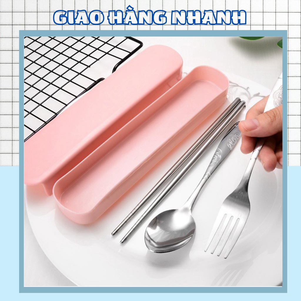 Bộ 3 chi tiết đũa, thìa, dĩa inox loại tốt có hộp 88085 Shop Giao Hàng Nhanh