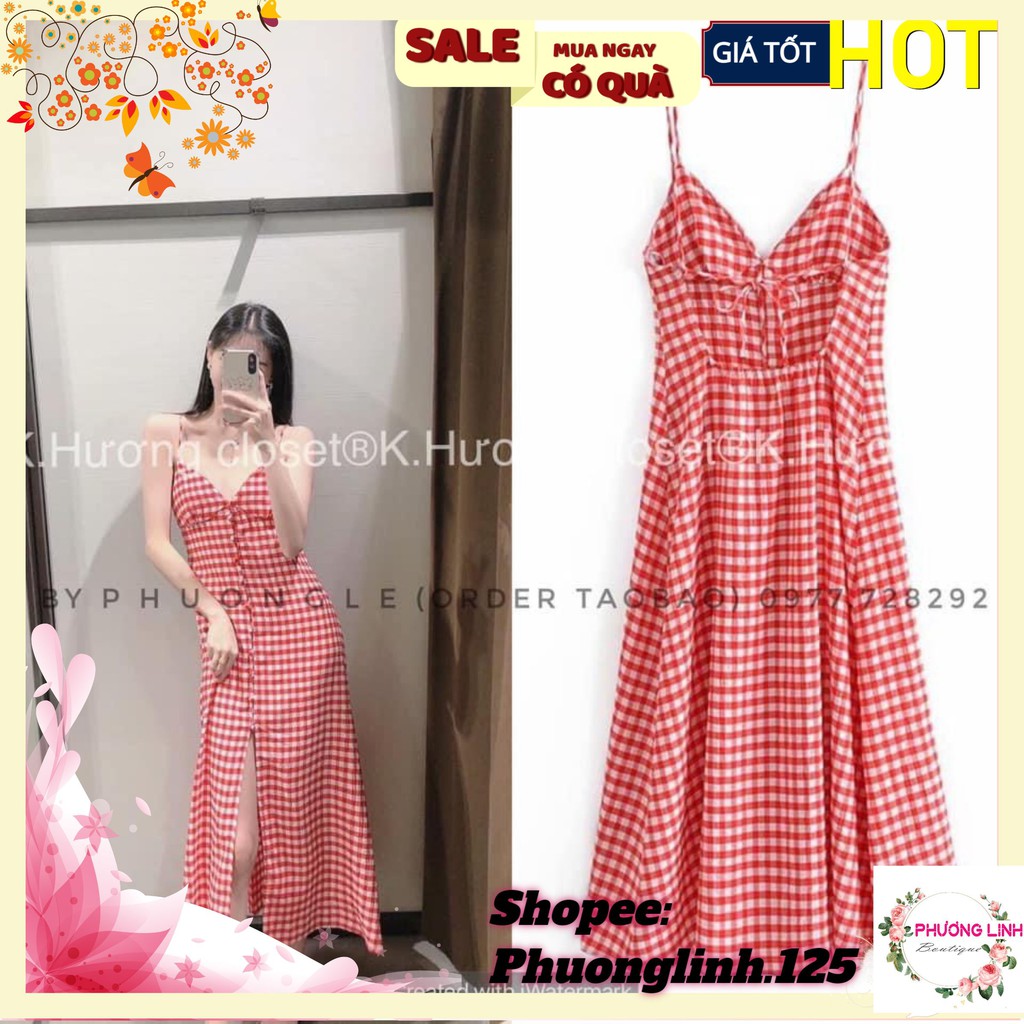 VÁY 2 DÂY KẺ CARO ĐỎ CHO NỮ | BigBuy360 - bigbuy360.vn