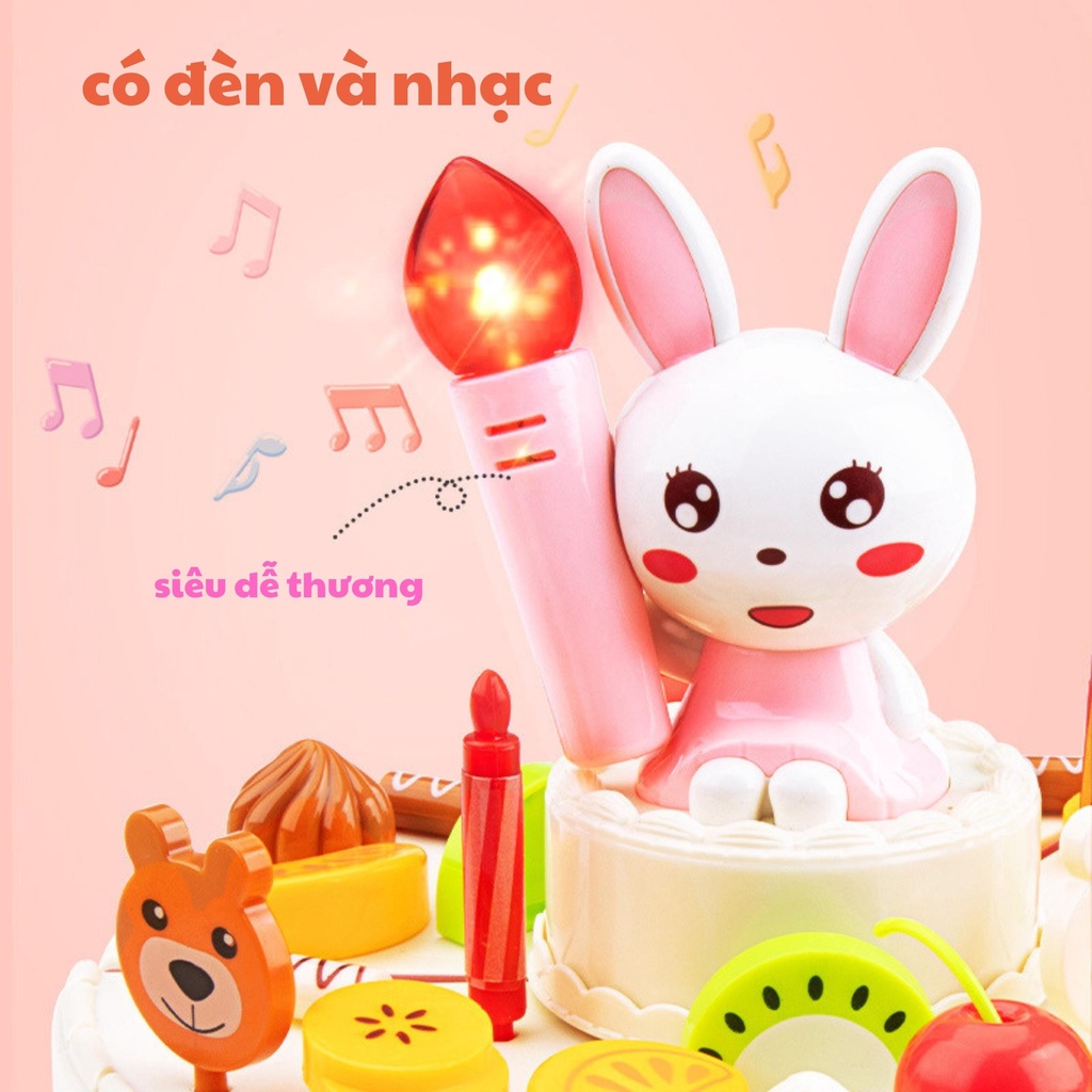Đồ chơi bánh sinh nhật cao cấp 85 chi tiết có nến và nhạc cho bé, đồ chơi nhập vai cho trẻ em BOBIKIDS SN01