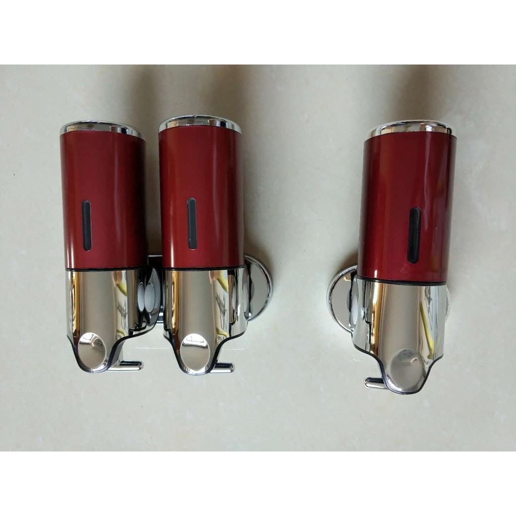 Hộp đôi (450mlx2) đựng nước rửa tay treo tường màu đỏ