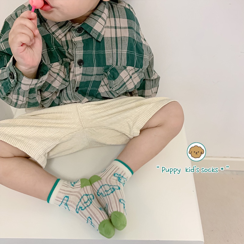 Set 5 đôi tất KOKOROCARE cotton mỏng in hoạt hình cún cưng size s/m/l/xl cho bé 1-12 tuổi