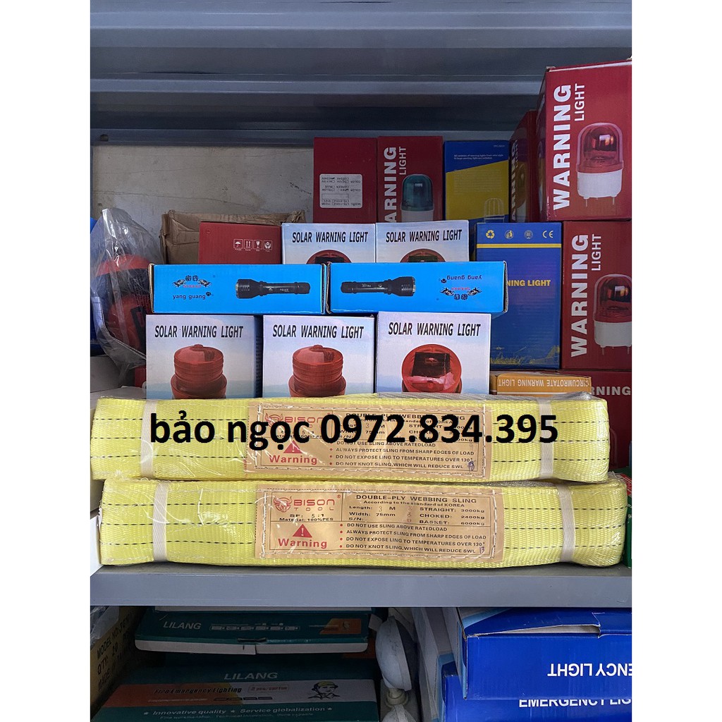 Dây cáp vải cẩu hàng bản dẹp 3 tấn 2 mét hệ số an toàn 5:1 bản 75mm