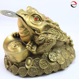 VẬT PHẨM PHONG THỦY Cóc Thiềm Thừ đồng 11cm - Chiêu tài lộc, hóa sát tiểu nhân