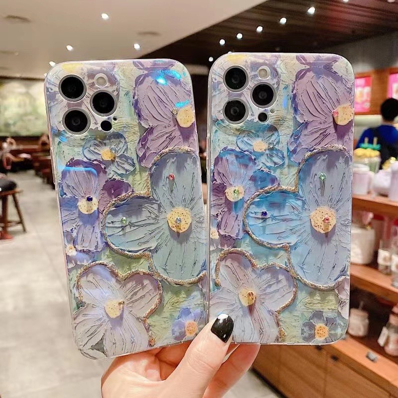 Ốp Điện Thoại Mềm Hình Hoa Màu Nước Lấp Lánh Cho Iphone 13 pro max 12 pro max 11 pro max xs max xr x 7plus