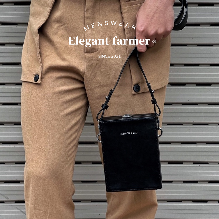 [MENSWEAR ELEGANT FARMER] Túi hộp vuông da TRƠN đeo chéo phong cách Hàn Quốc EF (288).