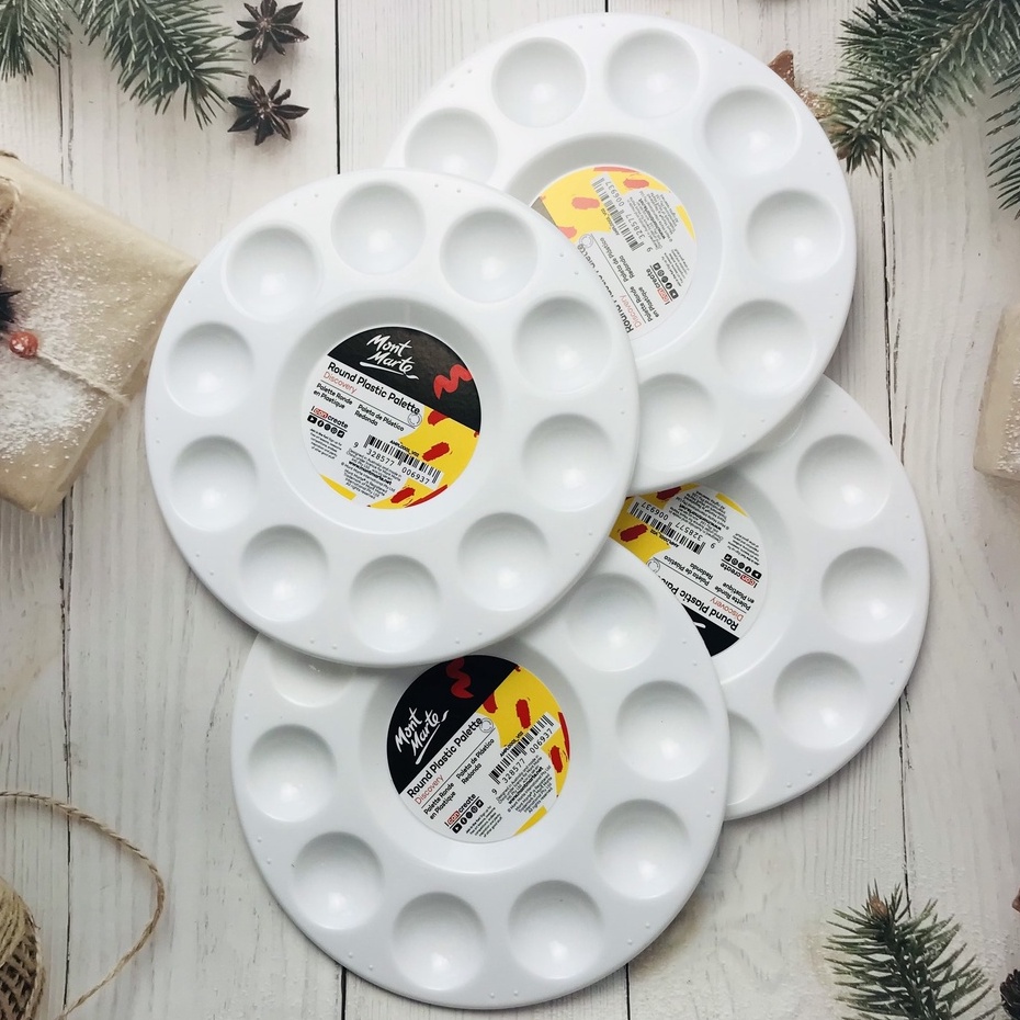 Khay Pha Màu Nhựa Tròn 17cm Mont Marte - Round Plastic Palette 17cm