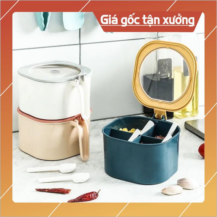 👉XẢ KHO👈Hộp đựng gia vị 4 ngăn có nắp đậy💝 tặng kèm 4 thìa💝 | BigBuy360 - bigbuy360.vn