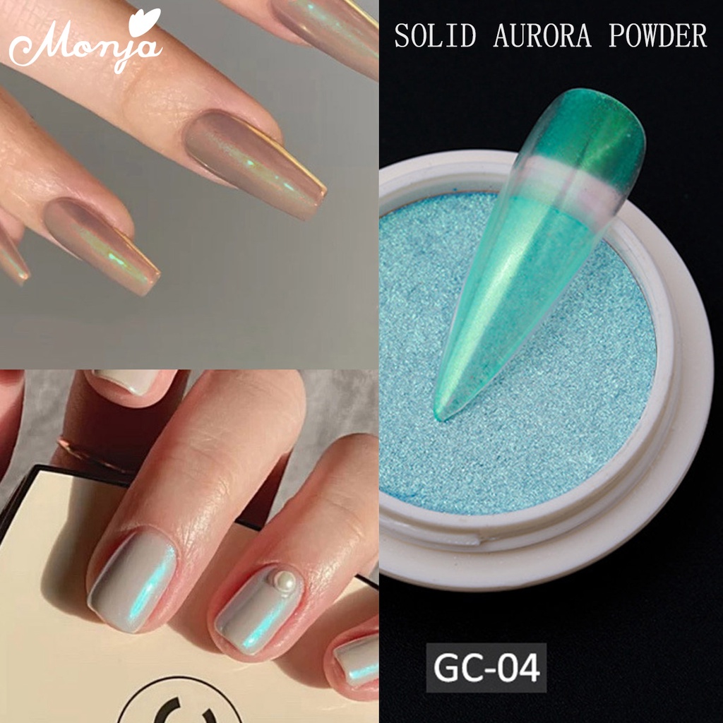 Monja Aurora Nail Powder Glitter Shiny Transparent Chameleon Pigment Dust Mermaid Mirror Chrome-plated Nail Decorations