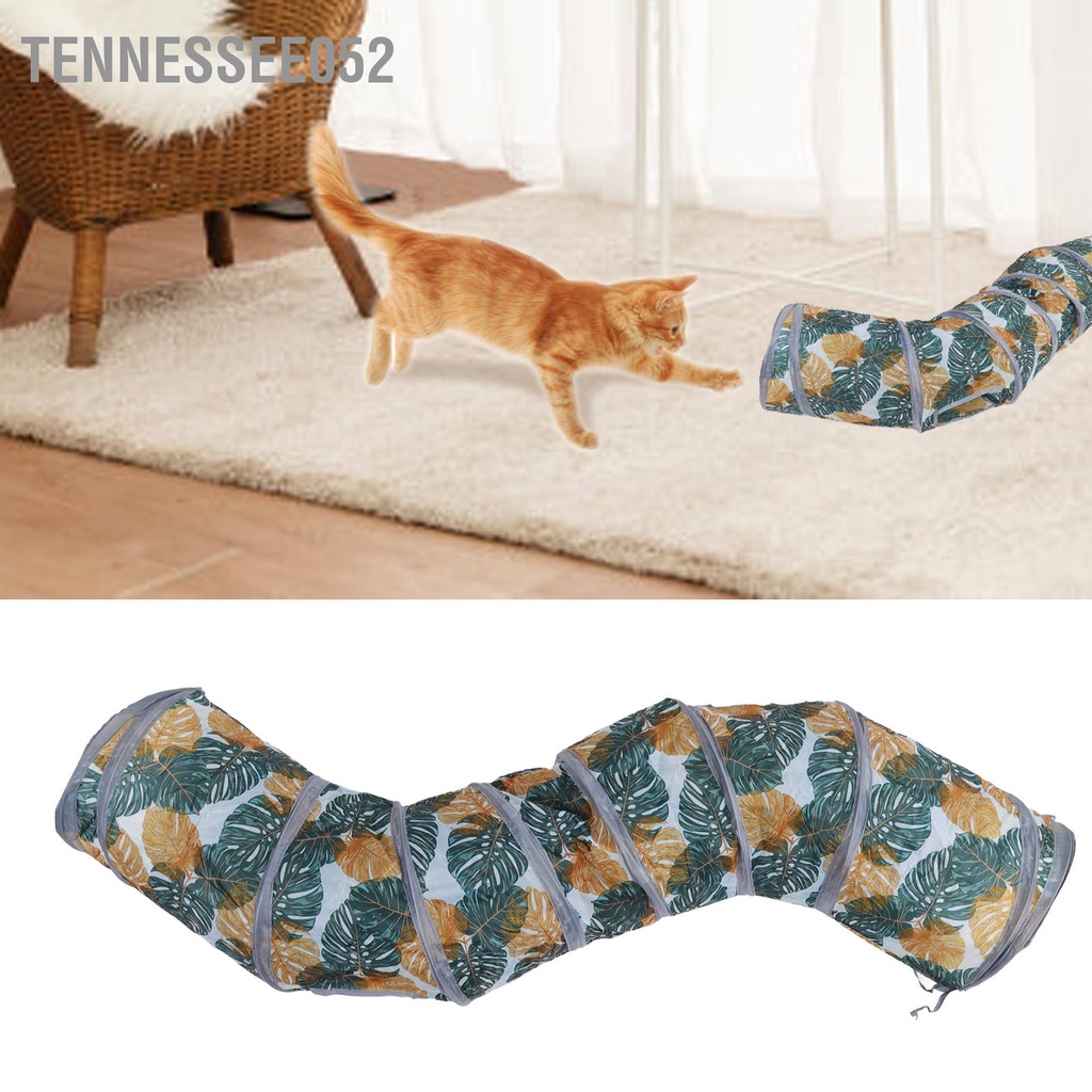 Tennessee052 Cat S Tunnel Tube In Wild Leaf Dày có thể thu gọn Đường hầm cho vật nuôi nhỏ di động