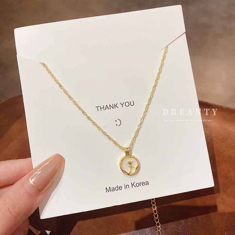 Dây Chuyền Mặt Tròn Họa Tiết Hoa Thời Trang Hàn Quốc Đơn Giản Dễ Phối Đồ