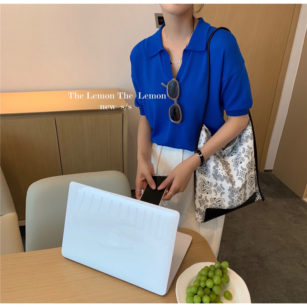 Áo thun XIAOZHAINV polo ngắn tay vải len có 7 màu thời trang mùa hè cho nữ