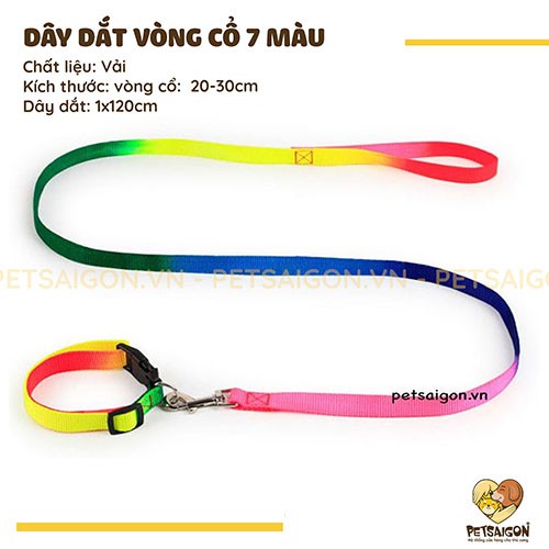 DÂY DẮT VÒNG CỔ 7 MÀU CHO CHÓ MÈO