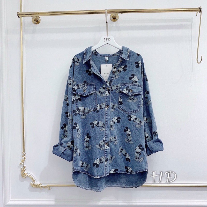 Áo sơ mi jean mickey QC