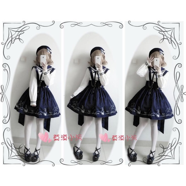 YAS0100-Set áo váy thủy thủ Lolita cô gái đại dương